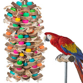 Jouet WQY GroceryShop grand perroquet – blocs bois multicolores pour stimulation et mordillage.