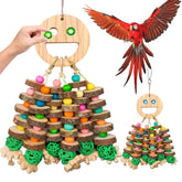 Jouet grand perroquet WQY GroceryShop en bois multicolore avec forme arbre Noël, stimulant le bec