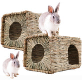 WuWeot Maison-herbe grande, vue avant, refuge douillet pour lapin et petit rongeur.