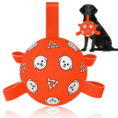 Balle WYNTRIUM football pour chien avec sangles, idéale pour le tirage.