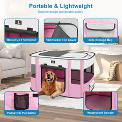 Parc pour chat rose ventilé par X-ZONE PET, idéal intérieur et extérieur.