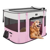Parc pour chien rose ouvert par X-ZONE PET, espace sûr et ventilé.