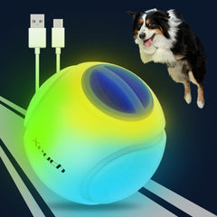Xeuch balle lumineuse bleue pour chien, idéale pour jeux nocturnes et localisation facile.