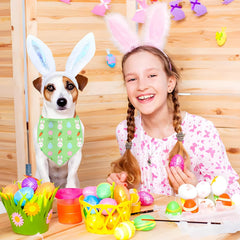 Bandana paques double-face XGXHZYLC, motifs lapin et œuf pour occasions festives.