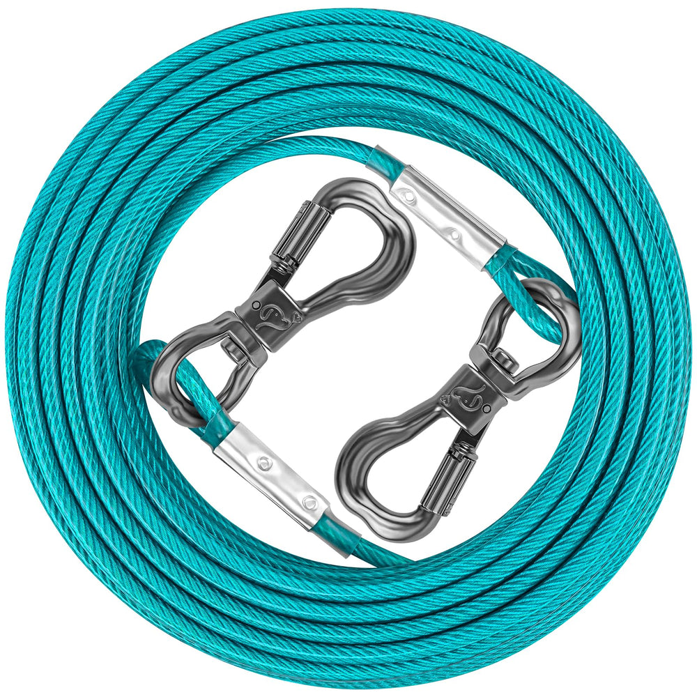 XiaZ câble d'attache chien 8 pieds bleu-vert, robuste pour jardin
