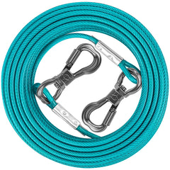 XiaZ câble d'attache chien 8 pieds bleu-vert, robuste pour jardin