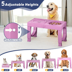 XiaZ gamelles surélevées, hauteurs reglables, s'adaptent à la taille du chien.