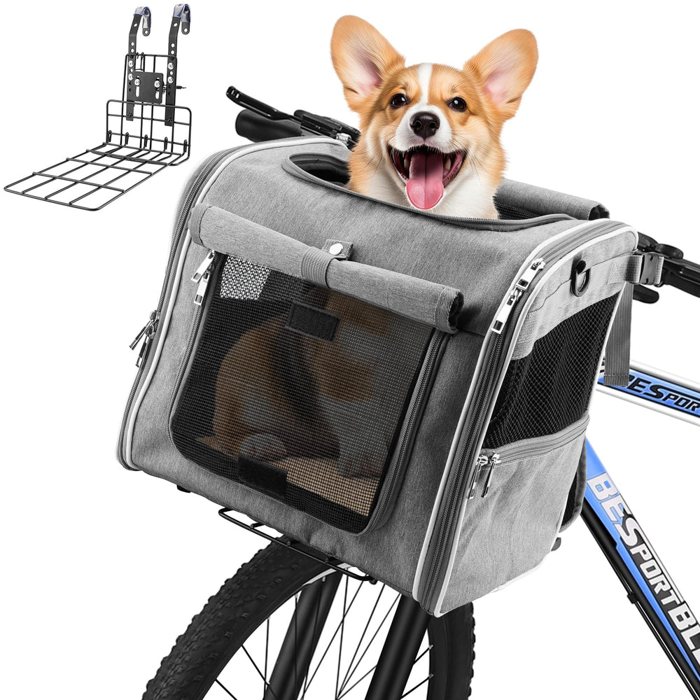Panier pour chien Xixter sur guidon avant, stabilité accrue pour balades sécurisées.