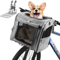 Panier pour chien Xixter sur guidon avant, stabilité accrue pour balades sécurisées.
