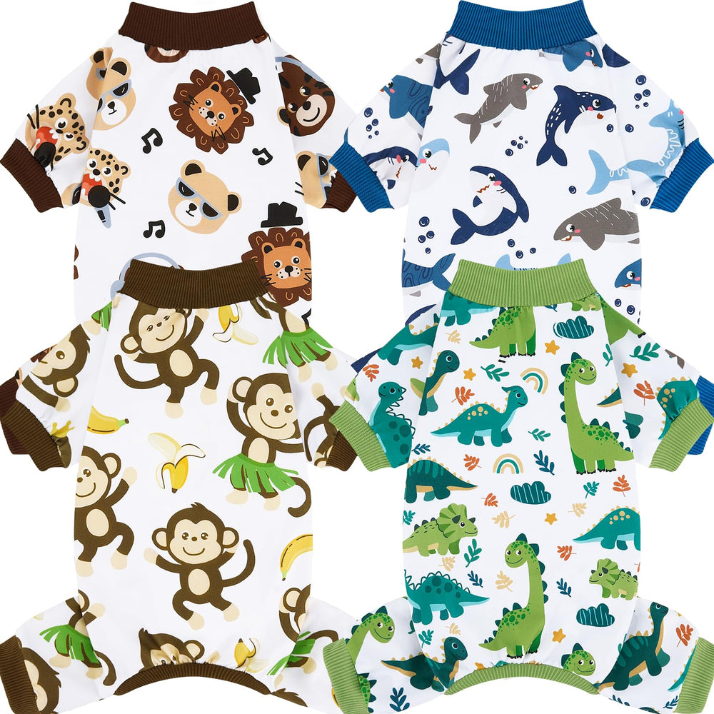 Pyjamas XPUDAC pour chien, lot de 4 motifs classiques, confort quotidien.