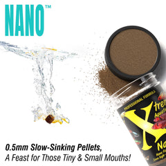 Xtreme Aquatic Foods nano-pellets formule krill, protéines naturelles et coloration.