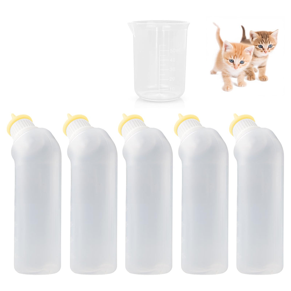 Biberon Xuandea chaton jaune ensemble 5 pièces, facilite l'alimentation des jeunes animaux.