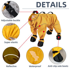 XUANNIAO bottes chien jaune XL cordon elastique reglable pour ajustement précis