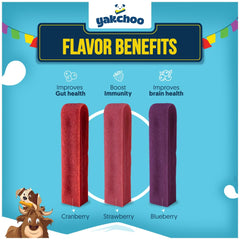 Friandises Yakchoo yak fraise: goût fruité et plaisir.