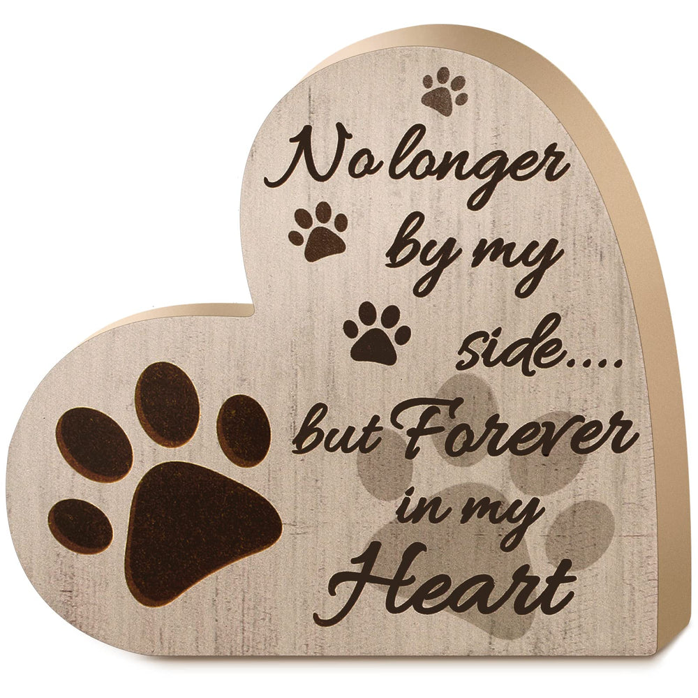 Plaque mémorielle Yalikop cœur pattes en bois naturel pour souvenir durable.