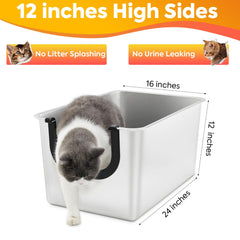 Yangbaga Litière dimensions 24x16x12 pouces, espace suffisant pour chats.