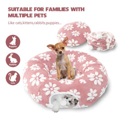 Tunnel Yaning rose en sherpa peluche, chaleur et confort.