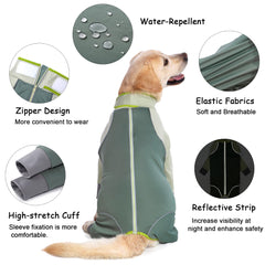 Yeapeeto Combinaison Chien Vert Olive Bandes-reflechissantes - meilleure visibilité nocturne.