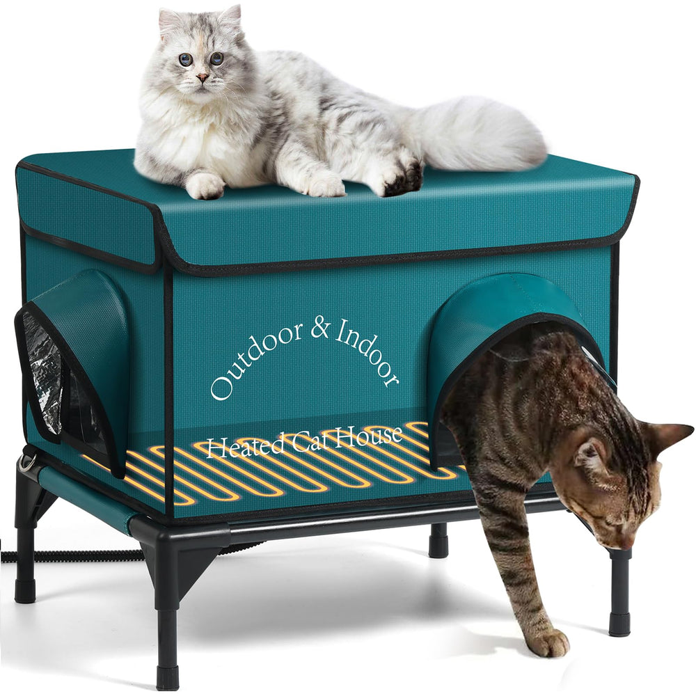 Yeatruojeet: maison chauffante pour chat extérieure bleu avec isolation robuste