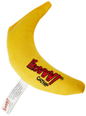 Jouet banane-jaune captivant les chats lors du jeu et des mordillements.