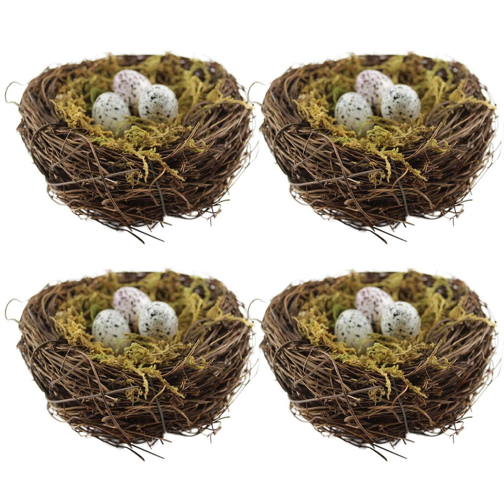 Nid d'oiseau artificiel YEUQWJ en rattan, idéal pour une décoration naturelle de Pâques.