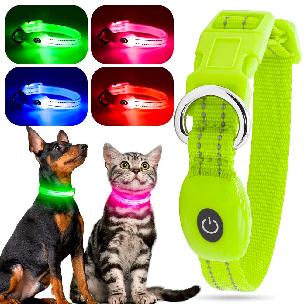 Collier LED YFbrite vert XS pour petit chien, haute visibilité nocturne.