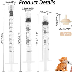 Séringue nourrice YIBIKEHO 3 ml, contrôle précis du flux pour petits animaux.