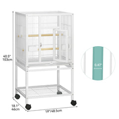 Support roulant avec freins pour cage, pratique et stable.