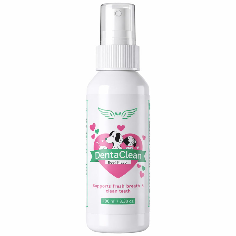 Spray dentaire Milolabco sur flacon, aide l'hygiène dentaire canine.