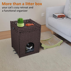 YOLUCCA interieur-enclos-chat-rattan spacieux : espace privé idéal pour l'hygiène