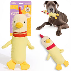 Jouet Yomp Clucky en peluche poulet, parfait pour câlins et jeux.