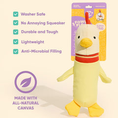 Jouet Yomp Clucky sans sifflet, pratique et silencieux.