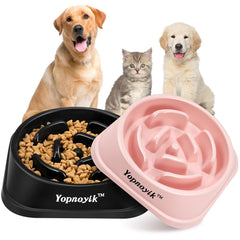 Bol Yopnoyik alimenteur lent 2-pack pour chiens et chats, ingestion plus lente.