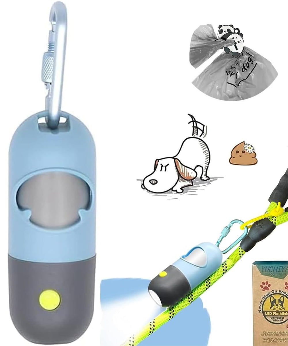 Distributeur YUCHIYA pour sacs de chien avec lumière LED, pratique lors des promenades nocturnes