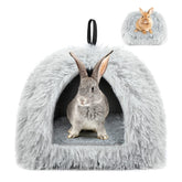 Cachette lapin YUEPET gris, espace douillet pour se reposer et se cacher.