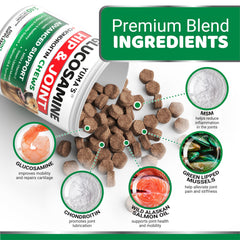YUMA'S Glucosamine: formulation vétérinaire pour chiens de toutes tailles et âges.