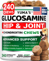 YUMA'S Glucosamine: friandises chien ciblant hanches et articulations pour une mobilité potentielle.