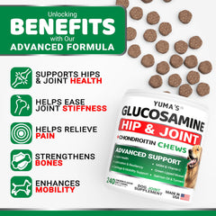 YUMA'S Glucosamine: ingrédients naturels pour le confort des articulations et le bien-être du chien.