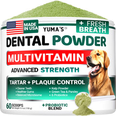 Poudre dentaire YUMA'S pour chien dans le flacon, haleine fraîche et dents propres