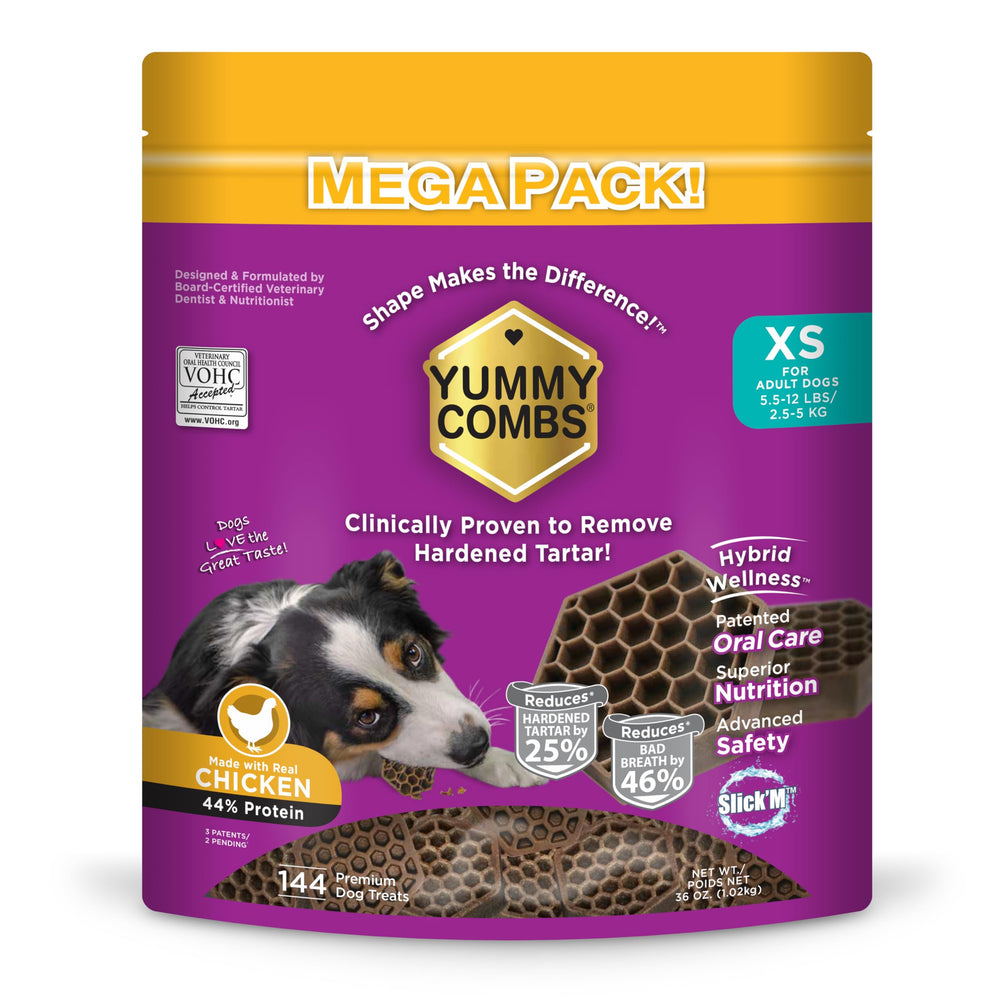 Yummy Combs – emballage VOHC approuvé, friandises dentaires pour chiens.