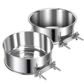 Bol Yummy Sam anti-débordement en inox monté sur cage, repas sans dégâts.