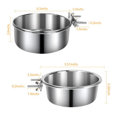 Bol Yummy Sam en inox pour cage avec clip-pince pour maintien sûr.