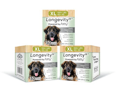 Longevity15 de Yummy Combs, bouteille avec étiquette lisible, soutien potentiel à la vitalité canine.