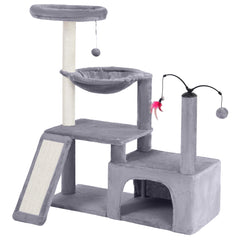 YUNIQUE arbre-chat multi-fonctions avec plateau rotatif stimulant l’instinct.