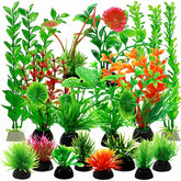 YXGTHGQZ ensemble 16 plantes artificielles pour aquarium, feuilles réalistes et décor sûr.