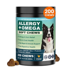 YYTKMY Allergie Chien Gommes Oméga-3 : soutien démangeaisons et peau hydratée.