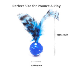 Balles plume bleu ZAYLUMO pour chats, stimulation visuelle et activité continue.