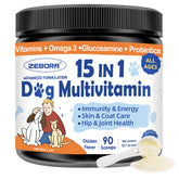 ZEBORA Chien Multivitamine Poudre, soutien immunitaire et énergie quotidienne.