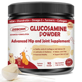 ZEBORA glucosamine pour chien en poudre, prêt à être mélangé pour soutenir la mobilité.