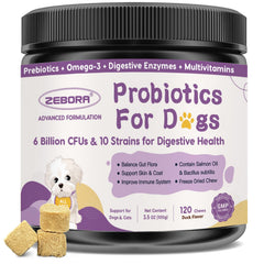 ZEBORA Probiotiques chien, 6 milliards CFU favorisent digestion équilibrée.